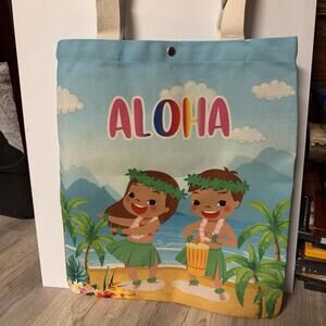 Hawaii Aloha Hula Girl & Boy Canvas Bag NEW